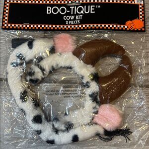 Bootique Cow Kit with Black and White Spots ears and tail kit new